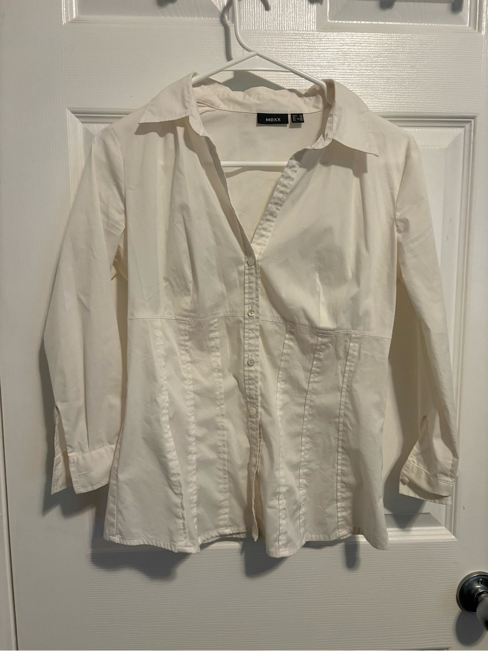 Vintage Mexx Cream Fitted Button-Down Blouse Shirt